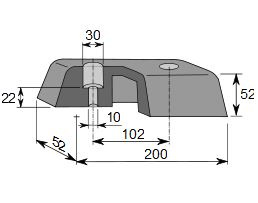 PERÄKUMI PULTATTAVA, 200 X 52/52 MM (2 REIK .)
