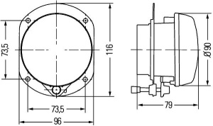 HELLA SUMUVALO H7 Ø90MM 24V, SIS. POLTTIMON 2