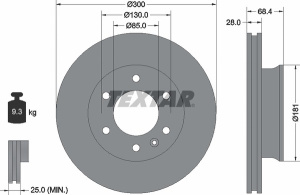 TEXTAR JARRULEVY ETU,PINNOITETTU, 300MM, MB SPRINTER W906,W907,W 2