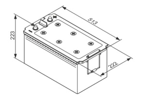 BOSCH AKKU TE EFB 190AH/1050A , 513X223X223MM +/- 2
