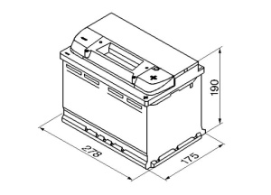 BOSCH AKKU S5 77AH/780A, 278X175X190MM  -/+ 2
