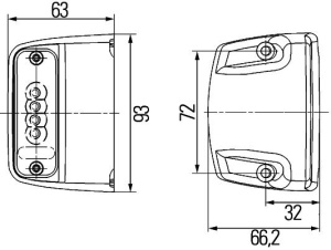 HELLA REKISTERIVALO LED 24V, LATTAPISTOKE 6,3MM 2