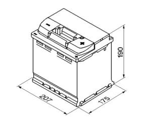 BOSCH AKKU S5 54AH/530A 207X175X190MM  -/+ 2