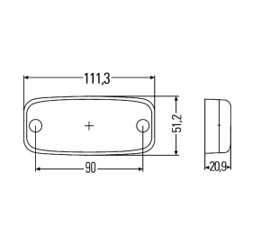 HELLA ÄÄRIVALO PUNAINEN 24V, JOHTO 5M 111X51X22 2