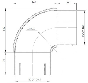 DINEX MUTKAKAPPALE 108MM LYHYT  90° 2