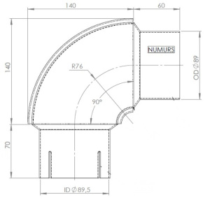 DINEX MUTKAKAPPALE 89MM LYHYT  90° 2