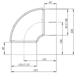 DINEX MUTKAKAPPALE 127MM LYHYT 90° 2