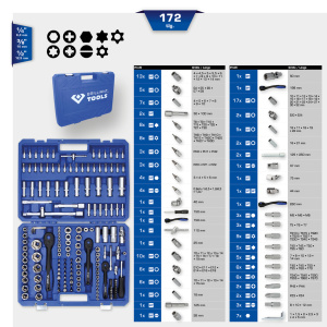 BRILLIANT TOOLS HYLSYAVAINSARJA, 1/4"+3/8"+1/2", 172-OS. 4