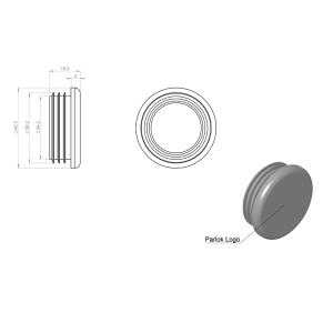 PARLOK KANNATINPUTKEN MUOVITULPPA MUSTA Ø42 MM ZN PUTKI - PARLOK LOGOLLA 3