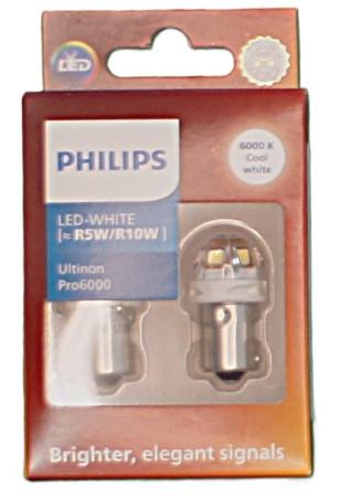 PHILIPS LED-POLTTIMOPARI R10W/R5W 12/24V 1W BA15S PRO6000