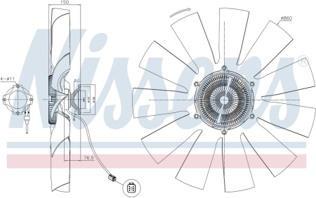 NISSENS VISCOTUULETIN Ø860MM TÄYD. SCANIA 2016- , SÄHKÖINEN
