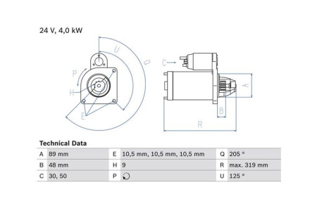 BOSCH VAIHTOSTARTTI MB ATEGO/AXOR 4KW/9-HAMP.