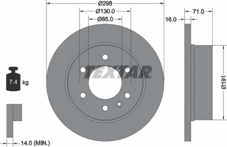 TEXTAR JARRULEVY TAKA,PINNOITETTU,298MM, MB SPRINTER W906,W907,W