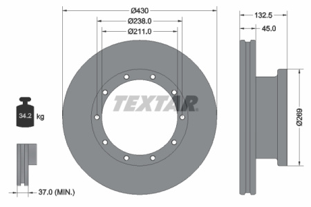 TEXTAR JARRULEVY MB ACTROS ETU/TAKA Ø430MM ISOLAIPPAINEN