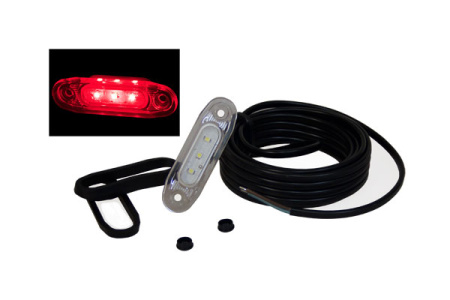 SLD LED-ÄÄRIVALO PUNAINEN, KIRKKAALLA LASILLA 3-LED. 12/24V, 5M