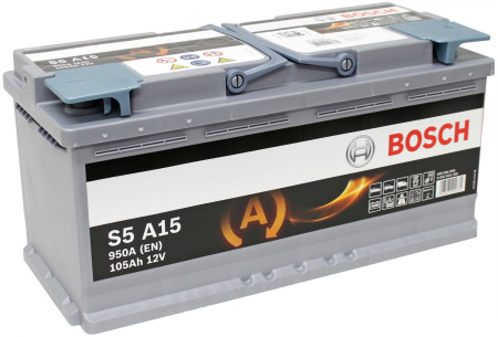 BOSCH AKKU S5 AGM 105AH/950A , 393X175X190MM -/+