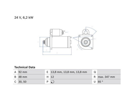 BOSCH VAIHTOSTARTTI 6,2KW MB ACTROS/AXOR OM501/OM502/OM457