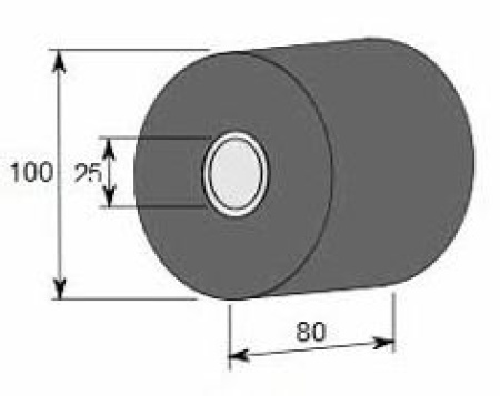 KUMIRULLA Ø 100 / 25 X 80 MM MUOVIHOLKILLA,  "BUT ROLL"