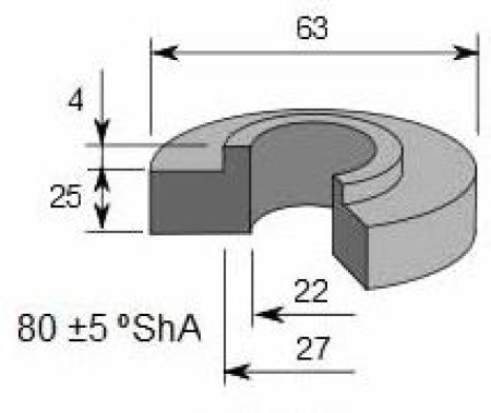 ISKUNVAIM. KUMIHOLKKI 354, Ø 63/22 X 29 MM LAATTAKUMI