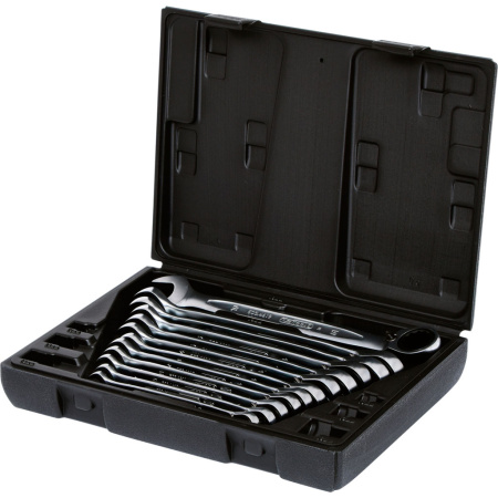 KS TOOLS 8-19, RÄIKKÄLENKKI- JA KIINTOAVAINSARJA, SUUNNANVAIHTO