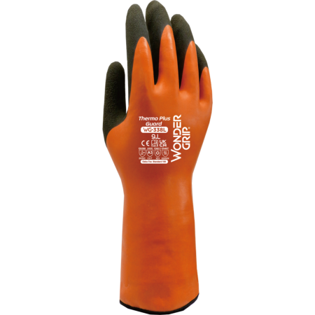WONDER GRIP THERMO PLUS GUARD KÄSINE ORANSSI-MUSTA LATEX-PINNOITETTU AKRYYLIVUORELLA KOKO 11