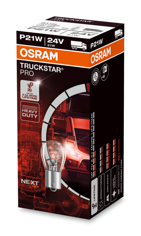 OSRAM POLTTIMO P21W TRUCKSTAR PRO 21W 24V BA15S 7511TSP