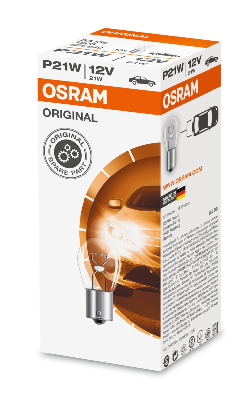 OSRAM POLTTIMO P21W 21W 12V BA15S 7506