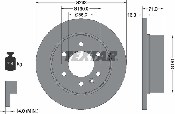 TEXTAR JARRULEVY TAKA,PINNOITETTU,298MM, MB SPRINTER W906,W907,W 93143303