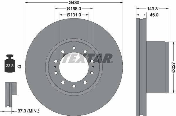 TEXTAR JARRULEVY MB ACTROS/AXOR ETU/TAKA Ø430MM, PIENILAIPPAINEN 93186700
