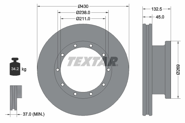 TEXTAR JARRULEVY MB ACTROS ETU/TAKA Ø430MM ISOLAIPPAINEN TX-93087900