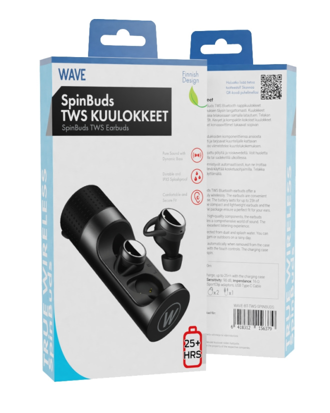WAVE SPINBUDS TWS BLUETOOTH NAPPIKUULOKKEET MIKROFONILLA WAVE-BT-TWS-SPINBUDS