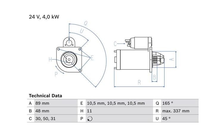 BOSCH VAIHTOSTARTTI VOLVO FL-SARJA VM 00-> 11-HAMPAINEN 0986020190