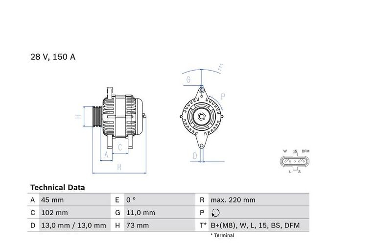 BOSCH VAIHTOLATURI VOLVO FH4 150A 0986084470