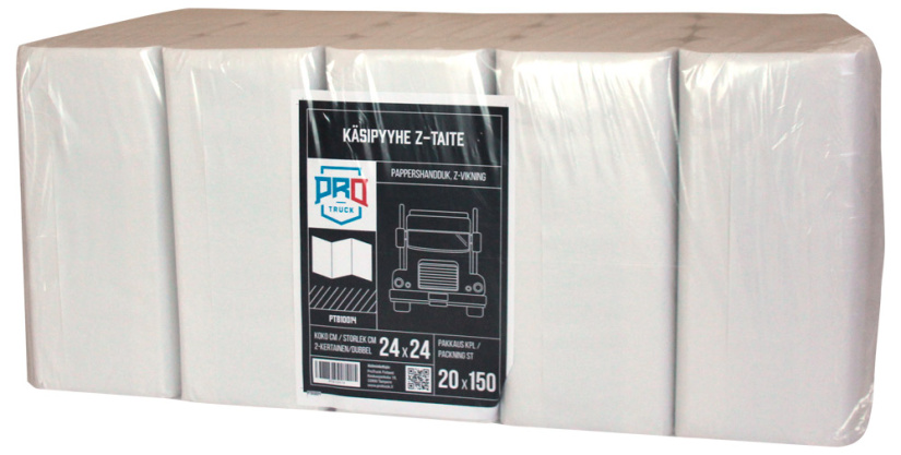PROTRUCK KÄSIPYYHE Z-TAITE 24X24CM, PAKKAUS 20X150KPL, MM. KATRI PT810014