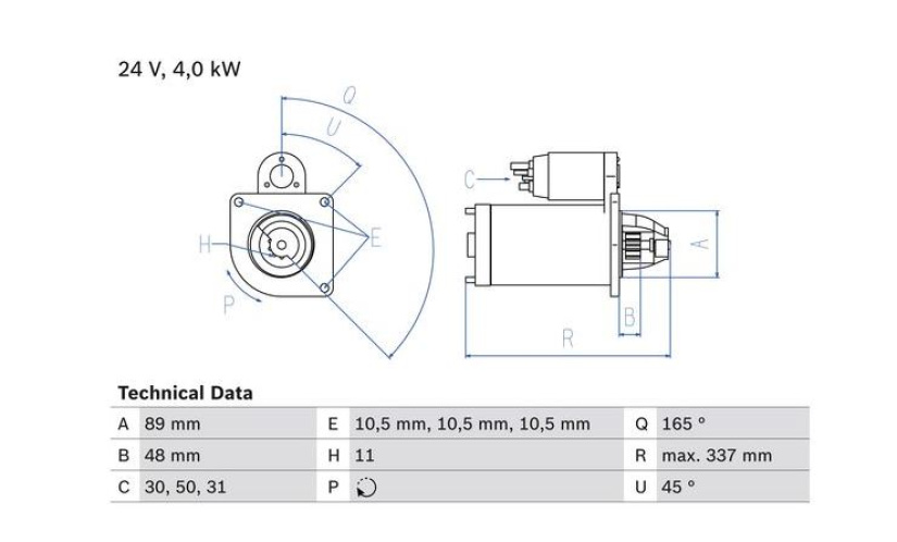 BOSCH VAIHTOSTARTTI VOLVO FL-SARJA VM 00-> 11-HAMPAINEN 0986020190