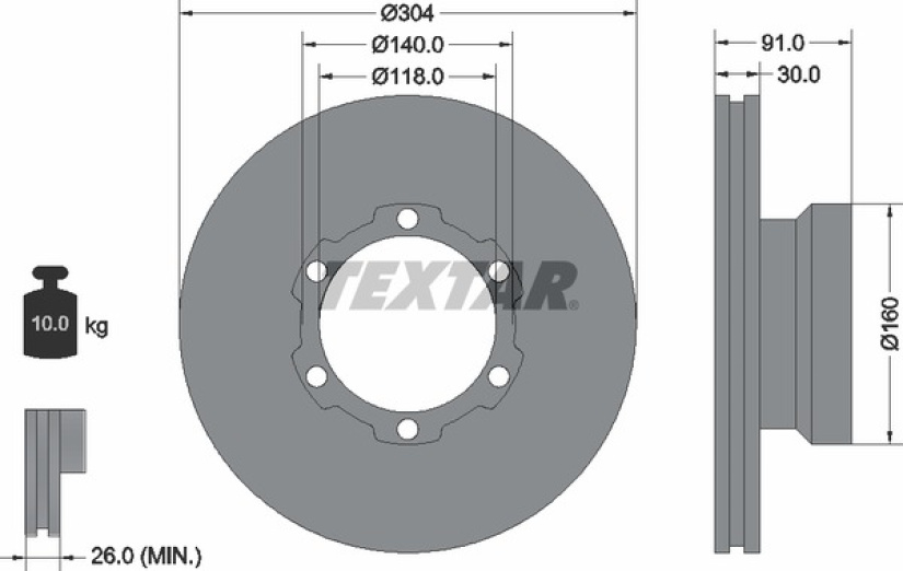 TEXTAR JARRULEVY MB VARIO ETU, Ø304MM 93087400