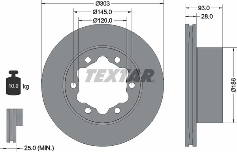 TEXTAR JARRULEVY PRO, PINNOITETTU TAKA 303MM MB SPRINTER 4-5T 06 93143403