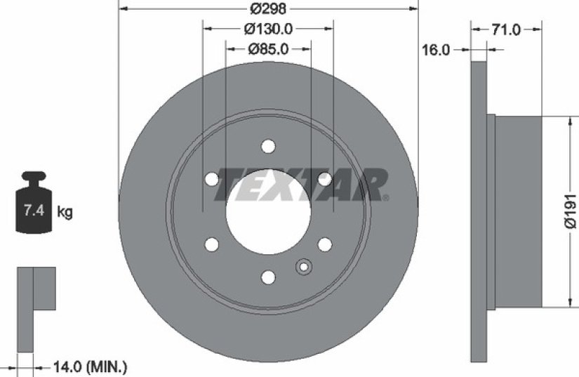 TEXTAR JARRULEVY TAKA,PINNOITETTU,298MM, MB SPRINTER W906,W907,W 93143303