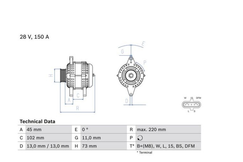 BOSCH VAIHTOLATURI VOLVO FH4 150A 0986084470