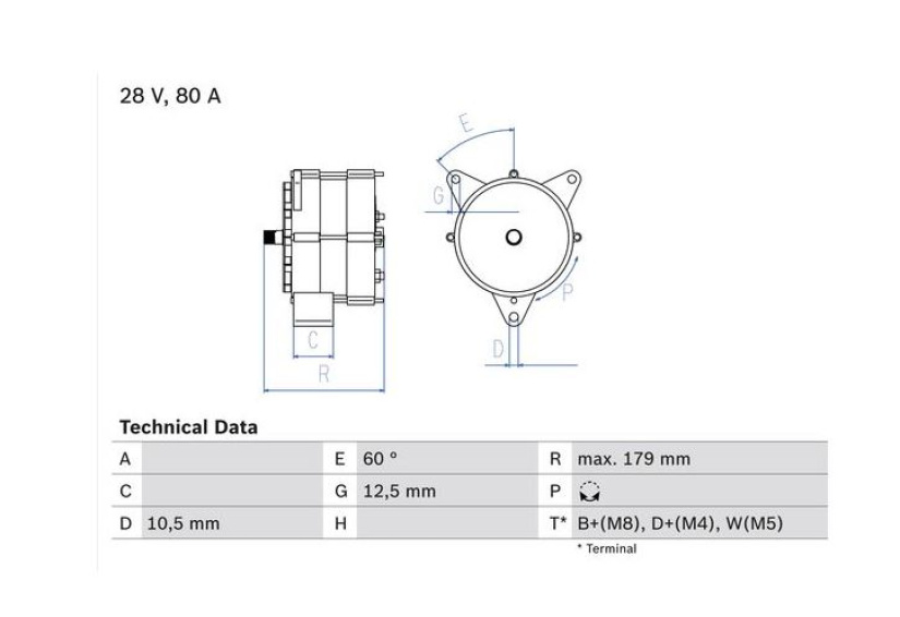 BOSCH LATURI 80A SISU MAN/MB 0986037770