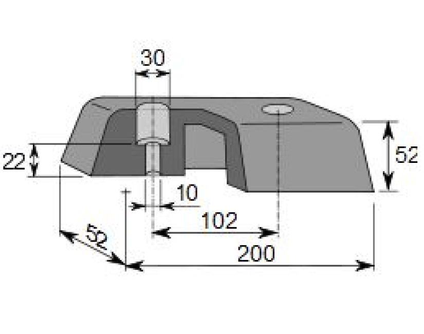 PERÄKUMI PULTATTAVA, 200 X 52/52 MM (2 REIK .) 1014808