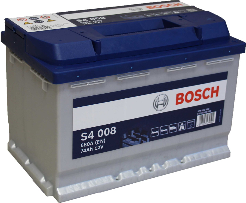BOSCH AKKU S4 74AH/680A , 278X175X190MM -/+ 0092S40080