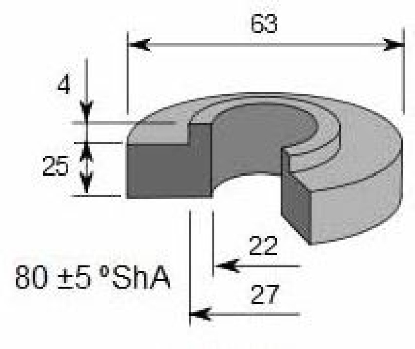 ISKUNVAIM. KUMIHOLKKI 354, Ø 63/22 X 29 MM LAATTAKUMI 1012354