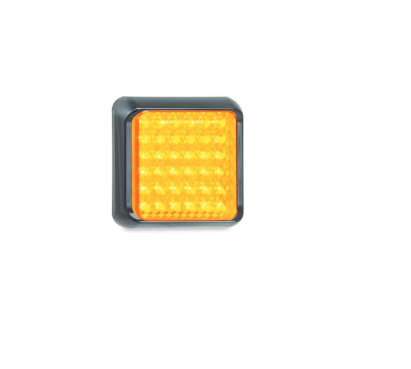 LED-VALAISIN, KELTAINEN 12/24V 80X80MM 100X100X28MM MUSTA KEHYS 2D5E80AME
