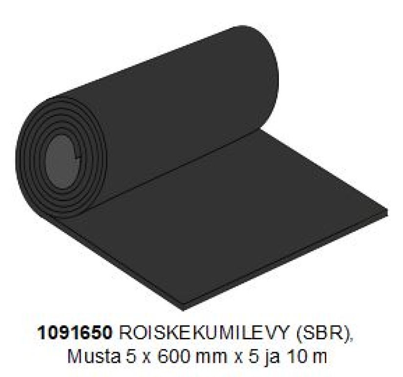 ROISKEKUMILEVY 5 MM / 1 VAHV. X LEV. 60 CM MUSTA KUMIMATTO 1091650