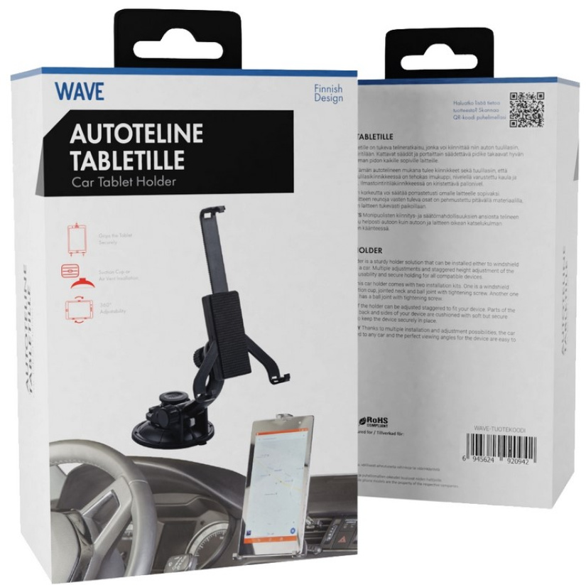 WAVE AUTOTELINE 7"-10,1" TABLETILLE, KIINNITYS ILMASTOINTIRITILÄ WAVE-FCHD-302-D