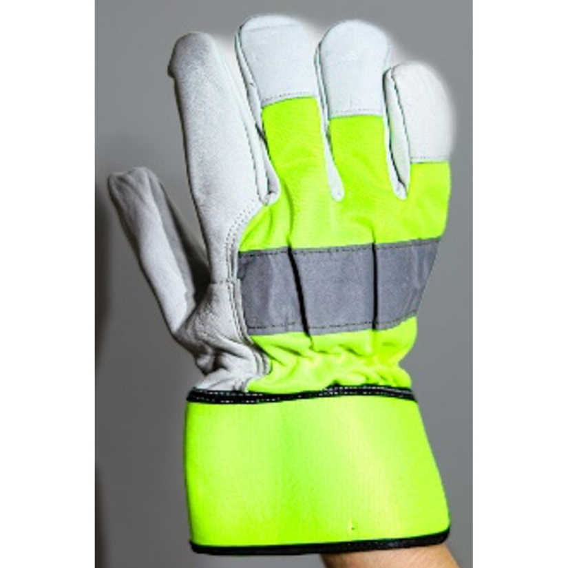 PUKINNAHKAKÄSINE FLEECEVUORELLA HUOMIOVÄRILLÄ KOKO 12 F-185-12
