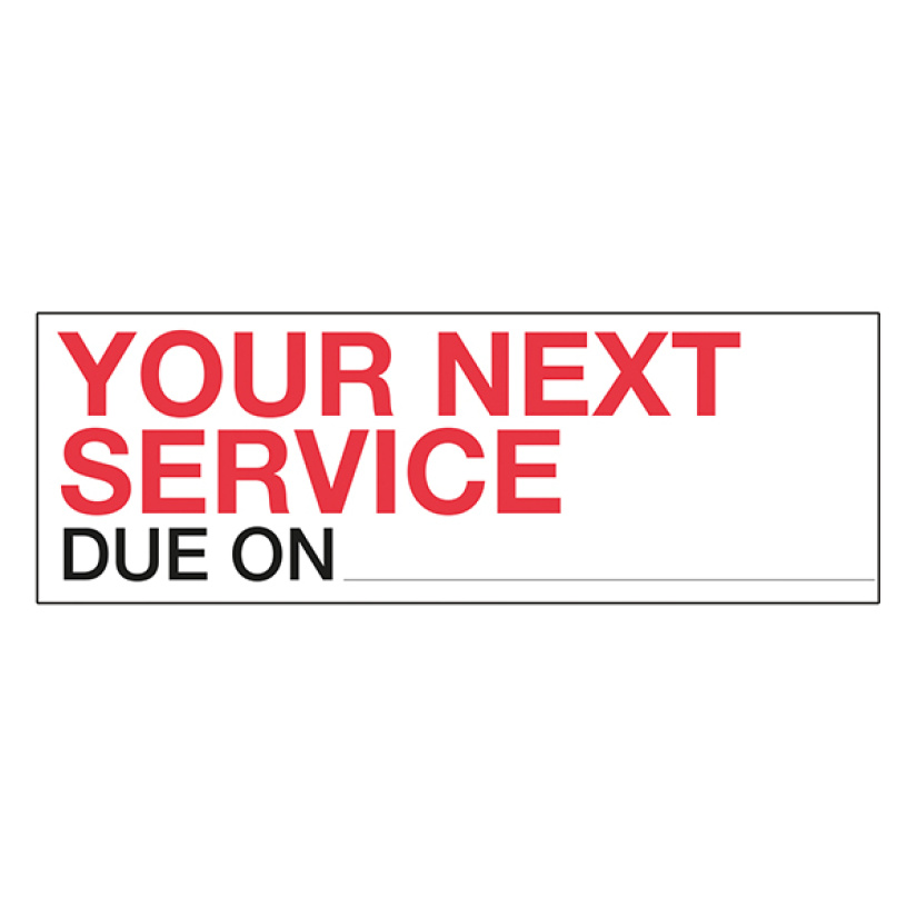 HACO HUOLTOTARRA "YOUR NEXT SERVICE DUE ON" RATCLIFF 6040014H