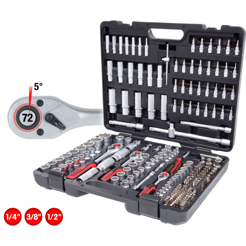 KS TOOLS HYLSYAVAINSARJA 1/4"+3/8"+1/2", 195-OS. 917.0795