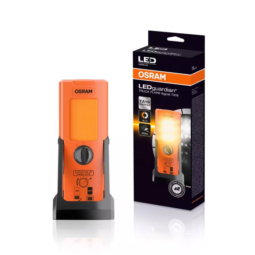 OSRAM VAROITUSVALO LEDGUARDIAN® TRUCK FLARE SIGNAL TA19 4X LR6 SISÄLTÄÄ PARISTOT LEDSL103